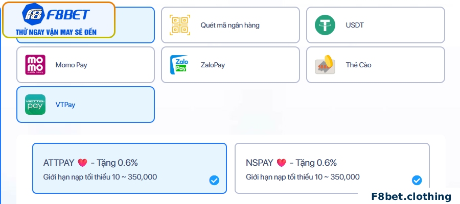 Hướng dẫn nạp tiền vào tài khoản f8bet